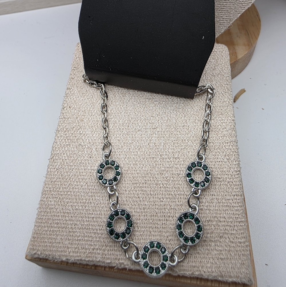 Paparazzi Silver and Green Circle Bracelet (254)